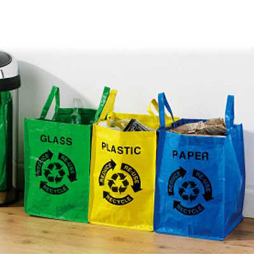 3 Fashionable Recycling Bags / Bins - Paper, Glass, Plastic