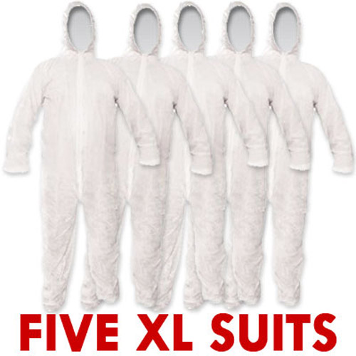 5 Disposable Paper Suit Overalls - XL