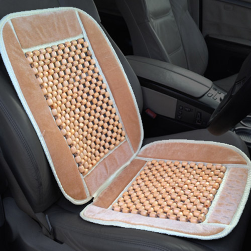 Wooden Bead Massaging Car & Van Bead Seat Cover - Beige
