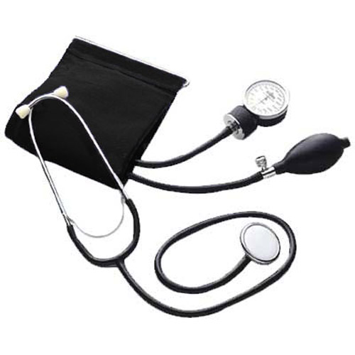 Professional Aneroid Sphygmomanometer + Stethoscope - Black