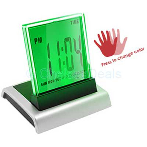 Touch Color LCD LED Alarm Desktop Clock Temperature Gift