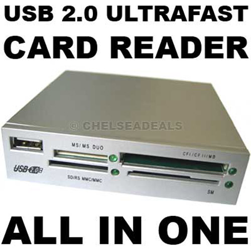 ALL-IN-ONE Internal 3.5" Memory Card Reader, USB 2.0 & Case SLV
