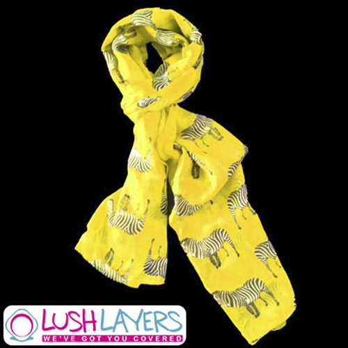 Lush Layers Large Zebra Print Shawl Scarf - Yellow