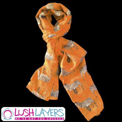 Lush Layers Large Zebra Print Shawl Scarf - Dark Peach / Orange