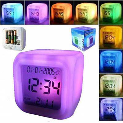 Colour Changing Relaxation Mood Clock - with Alarm and Temp