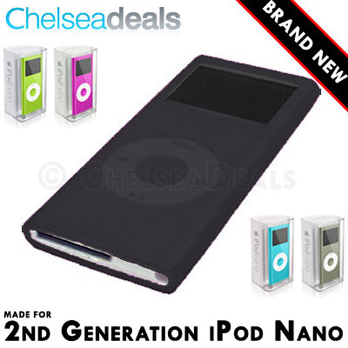 iPod NANO 2G 2nd GENERATION Silicone Tube Skin Case - Black