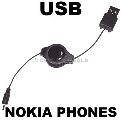 Nokia Phone USB Retractable Charger - New Small Size