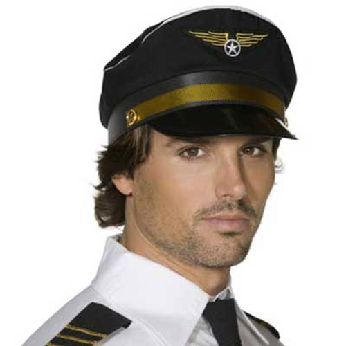 Black Pilot Hat - Fancy Dress Costume Accessory
