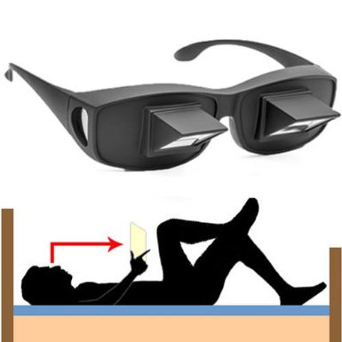 Angled Mirrored Prism Glasses Spectacles - Lie Down Reading & TV