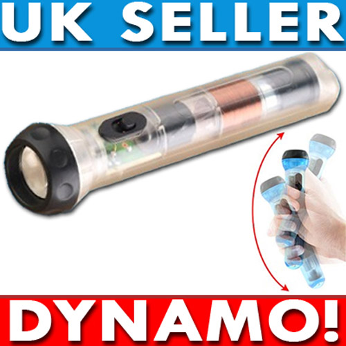 Shake To Charge - Dynamo Torch - No Batteries Needed - Clear