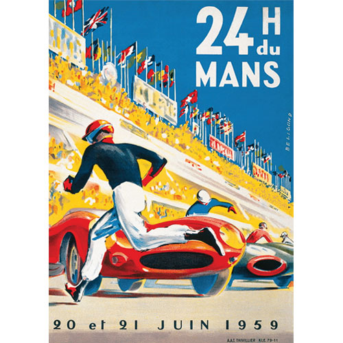 Vintage Le Mans 24H 1959 Racing Classic Reproduction Poster A3