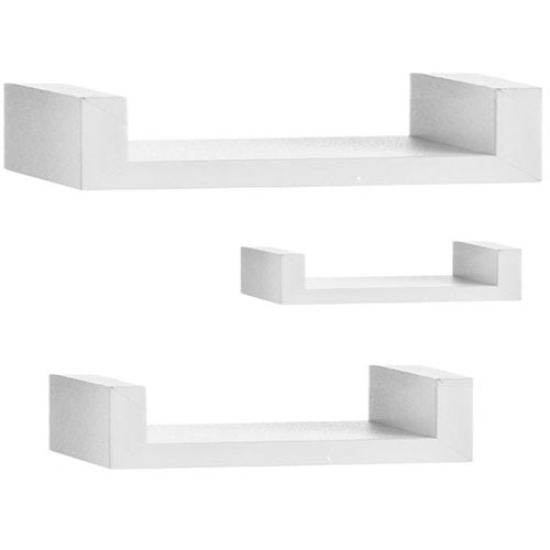 Set Of 3 Modern Straight Wall Shelves Shelf Set - White