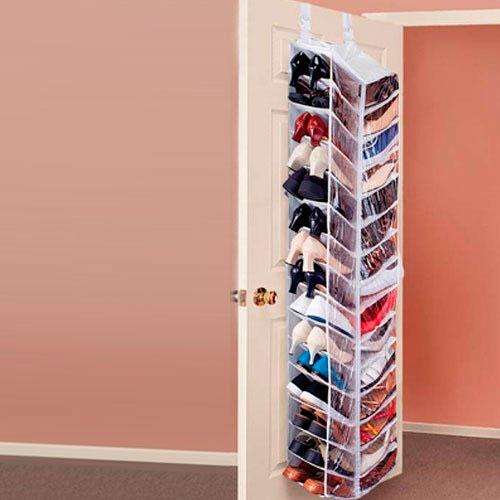 30 Pocket Hanging Over The Door Shoe Organiser Storage White