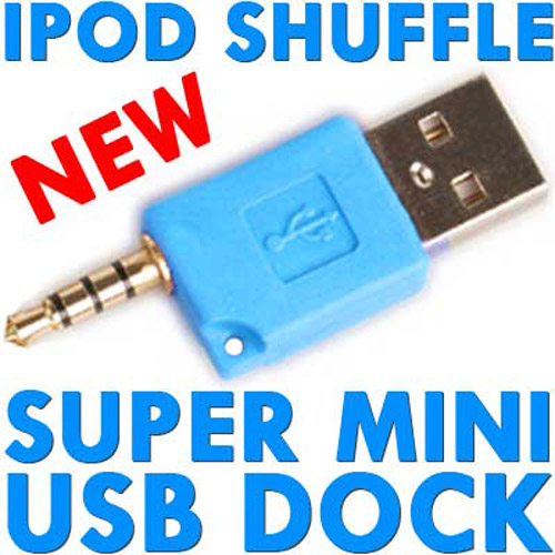 Super Mini USB Dock & Charger for iPod Shuffle - Blue