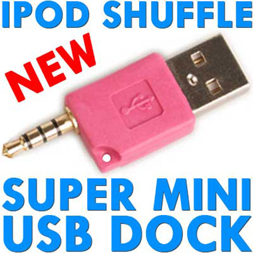 Super Mini USB Dock & Charger for iPod Shuffle - Pink