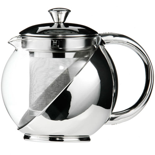 Stainless Steel Glass Faced Modern Tea Pot With Infuser 750ml