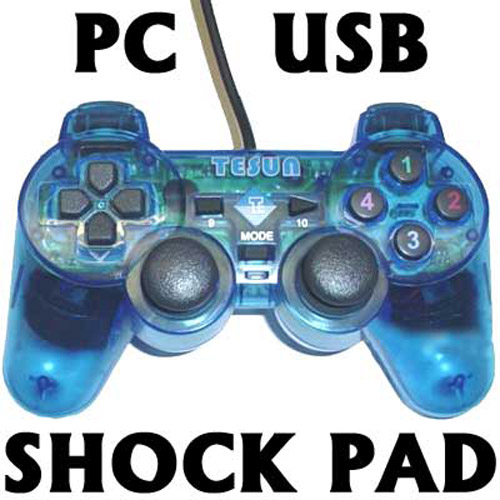 10 Button USB Shock Game Pad - Electric Blue