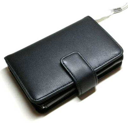 iPod Video Leather Wallet Case + Free Strap - 60GB Black