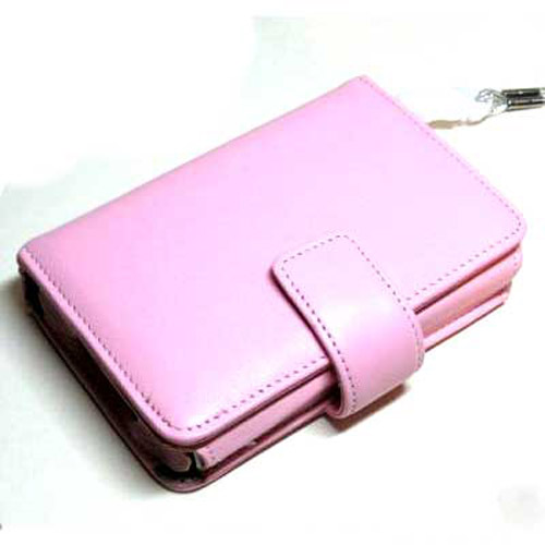 iPod Video Leather Wallet Case + Free Strap - 30GB Pink