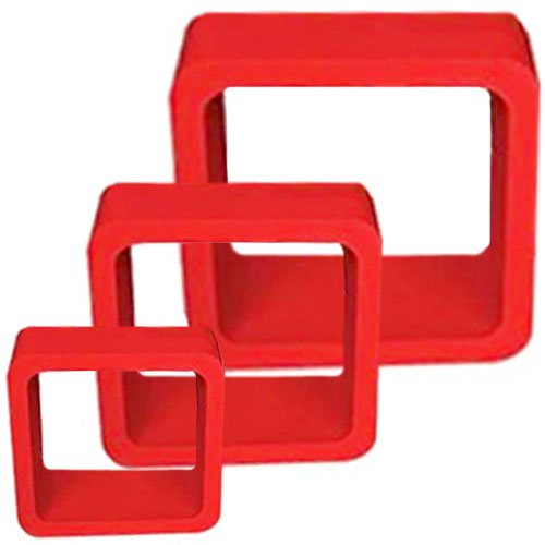 Set Of 3 Decorative Storage Display Hanging Wall Cubes - Red
